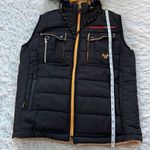 Malaky Unisex Zip up fur hoodie Vest in black size Medium Photo 4