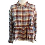 Lucky Brand  Plaid Babydoll Long Sleeve Shirt Size Medium NWT Photo 1