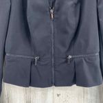 Bebe Blazer Jacket Womens 6 Black Cotton Blend Full Zip Peplum Hem Zipper Detail Photo 3