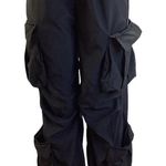 Black Size Large Cargo Pants With Multiple Pockets & Drawstring Waist. Preloved Photo 0