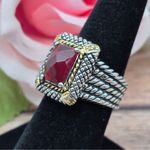 Premier Designs Retired  MILAN Ring Size 8 Two Tone Silver & Gold Red Center Gift Photo 6