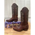 Wildflowers Bluebonnet Cedro Embroidered Cowboy Boots Brown Leather Size 7 NIB Photo 2