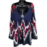 Free People  Free Falling Tapestry Dress Sz S Navy Red Boho Indie‎ Sleeze Photo 4