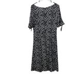 Talbots Black White Dots Toe Sleeve Stretch Flare Dress Size MEDIUM Photo 5