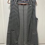 Olivia Sky Black and White Striped Sleeveless Coverup Cardigan  Photo 0