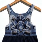 Free People Women’s Shades of Blue Crochet Hand Beaded Knit Mini Dress Small Photo 1