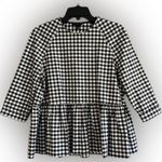 Victoria Beckham for Target Black and White Gingham Check, Ruffle, 3/4 Sleeve, S Photo 1