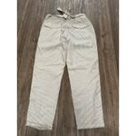 American Eagle  Striped Tie Waist Straight Leg Pants Ivory Blue Size‎ 10 Photo 4