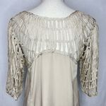 Hot & Delicious  Champagne Gold Crocheted Shift Dress Size M Photo 7