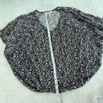 Kirra ‎ Top Womens XS Black Mesh Lace Ditsy Floral Stretch Sheer Oversized Blouse Photo 5