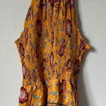 Rachel Zoe Rachel Zoe Smocked Sleeveless Halter Summer Blouse Yellow Floral Size Small NWT Photo 0