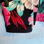 Chico's Chico’s Open Front Blazer Jacket Black Burgundy Pink Green Metallic Gold Floral Photo 3