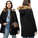 J.Crew Italian Stadium Cloth Wool Chateau Parka Coat Black Size 4P Photo 1