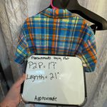 Vintage plaid shirt short sleeve belted shirt. Size Small. Orange Photo 6