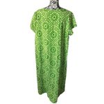 Flax  100% linen dress floral boho oversized large green short sleeved Photo 1