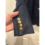 Ralph Lauren Lauren 100% Linen Blazer Jacket Womens 8 Navy Single Breasted Gold Photo 3