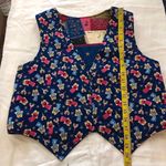Unique 1980s reversible crop quilted vest with a country church angels embroidered patchwork design, featuring a blue and multicoloureddesign Size M Photo 7