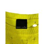 Sweet Claire Women's Neon Yellow Holey Hole Sweater Photo 3