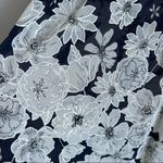 Ember Raised Painted Floral Navy Semi Sheer Secretary Tie Bow Top Blouse Shirt M Size M Photo 4