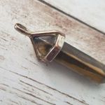 Tigers Eye Dangle Pendant with Gold Tone 1 & 5/8" Photo 3