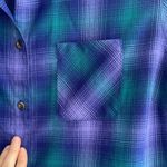 Eddie Bauer Plaid Flannel Button Down Shirt, Purple/Green/Blue, Size Medium Photo 7