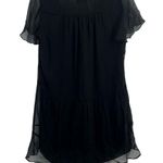 Parker Black Chiffon Flutter Sleeve Dress Small New Photo 2