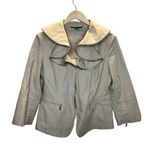 Lafayette 148 Womens Blazer Lightweight Jacket 2-Way Zip Size 4 Tan Ruffle Photo 0