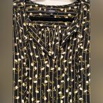 Premise  Studio Black Yellow Floral Striped V Neck Tie Long Sleeve Blouse Size M Photo 6