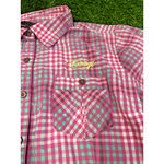 COOGI  Y2K Grunge Plaid BUTTON DOWN Logo SHIRT Pink Roll Tab LARGE Photo 1