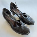 Dansko BROWN LEATHER PLEATED MARY JANE CHUNKY HEEL SHOES WOMENS SIZE 41 … Photo 1