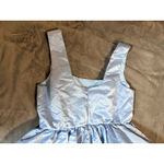 Lulus NWOT  XXL Regal Cutie Light Blue Satin Square Neck Bubble-Hem Mini Dress Photo 8