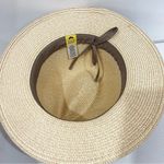 Boutique Sunhat Fedora Style Hat With Black Band Packable Tan Cream Photo 7