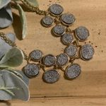 Apt. 9  Gold Tone Statement Necklace Two Rows of Druzy Shimmering Disc Photo 1