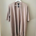 Eileen Fisher Short Sleeve Open Front Cardigan Sweater Tan Sz Small Photo 0