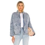 Free People Blue Quilted Dolman Full Zip Up Pockets Jacket size Medium Photo 13
