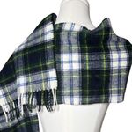 Heritage Tartan Merino Wool Scarf Green Blue Bronte by Moon British Photo 1