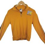 MTV Women's XS Gold, Yellow Stripe Pullover, Long Sleeve, 1/4 Zip Front Hoodie Orange Photo 0