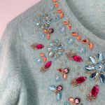 Free People  Womens Teal Beaded Embellished Long Sleeve Wool Cardigan Extra Small Photo 10