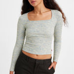 Levi's Women's Square Neck Long Sleeve Magnolia Top - Blue Photo 0