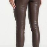 Maniere De Voir Leather & Suede Ribbed Legging In Chocolate Brown Women’s Size 0 Photo 1