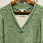 Christopher & Banks Cute Vintage 90’s green lima bean chunky button sweater square stitch soft cozy Photo 5