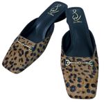 Sam Edelman  Leopard Print Calf Hair Mules Square Toe Horsebit Buckle Heels 8.5 Photo 3