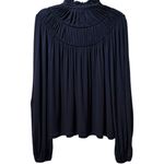 NWT Boden Rouched‎ Yoke Jersey Shirt Navy Blue Button Up Flowy Top US Size 12 Photo 2