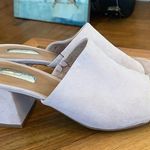 Halogen Suede Women’s Size 7.5 Pink Mules Open Toe Shoes Block Heel Slides Photo 0