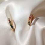 Boutique Dainty Gold Rainbow Huggie Earrings  Photo 0