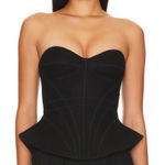 NBD  ARLETTE REVOLVE Black Strapless Corset Wool Peplum Crop Top Size XS Photo 0