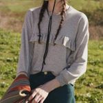 The Great π.π The Ruffle Sweatshirt ~ Light Heather Grey 3 Large L NWOT Photo 1