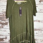 Dantelle  Women Blouse Green XL Oil Dye Ruffle Hem Stretch Top Short Sleeve Photo 0