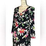 Ralph Lauren Lauren  Crossover Front Faux Wrap Dress Womens 4 Black Floral Photo 6
