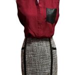 Banana Republic Black & White Tweed Wool Blend Skirt | Faux Leather Trim | Sz 6 Photo 0